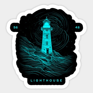 Guiding Light: Lighthouse Minimalist Design with Mountain Sticker
